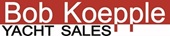 Logo for Bob Koepple Yacht Sales with a red banner and white text