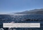 Ocean scene with dark blue waves and distant misty mountains; a translucent banner reads: 'Thank you for your interest in Sea Horse. We would be happy to schedule a time for you to come see her in person. Contact Steven Henry 310-720-6999'